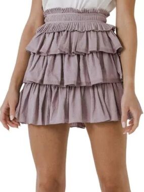Anthropologie, Free the Roses Purple Pleated Waist Mini Skirt (UK610K), Size XS